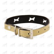 قلاده-گردنی-چرمی-طرح-استخوان-مدل-جونیور-کد-1310-کرم