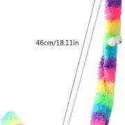 اسباب بازی میله ای گربه طرح رنگین کمان مخملی زنگوله دار (1)