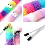 اسباب بازی میله ای گربه طرح رنگین کمان مخملی زنگوله دار (10)