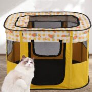 کلبه برزنتی مخصوص سگ و گربه مستطیلی طرح عروسکی (4)