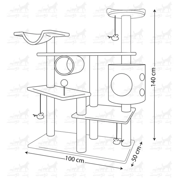 درخت گربه نینا پت مدل O ابعاد