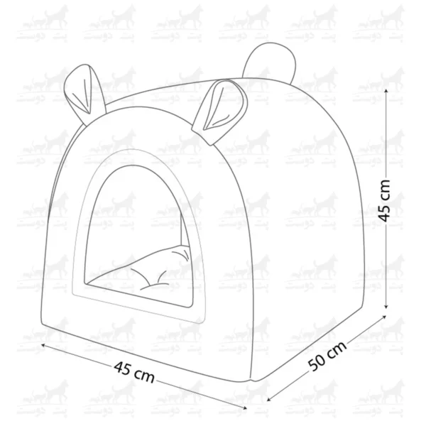 لانه سگ و گربه نینا پت مدل خرسی چهار کاره ابعاد