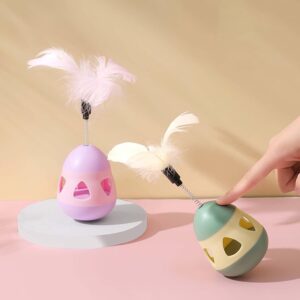 اسباب بازی تعادلی تخم مرغ پر دار و زنگوله دار برای گربه