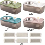 ظرف آب و غذای دوقلو به همراه آب فواره ای و فیلتر (5)