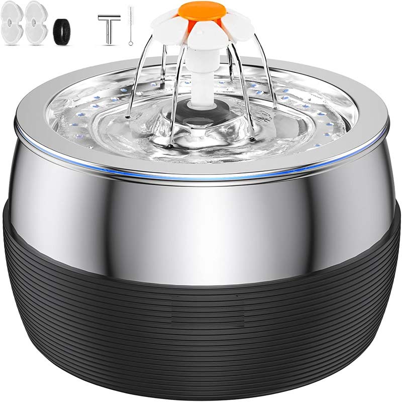 آبخوری اتوماتیک استیل گربه مدل آلبرت | دستگاه تصفیه آب فواره ای سگ و گربه