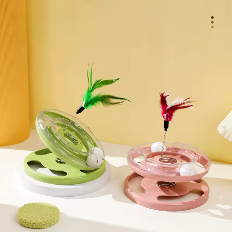 اسباب بازی فنری دو طبقه گربه با پر Spring Shaker | تعاملی