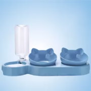 ظرف آب و غذای سه قلو سگ و گربه ارگونومیک-آبی