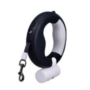 لیش-LED-سگ-اتوماتیک-بند-قلاده-چراغ-دار-با-مخزن-کیسه-جمع-آوری-مشکی