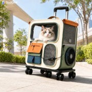 باکس حمل حیوانات خانگی مدل Rover Trolley با فن ۵ ولت و پاوربانک-2