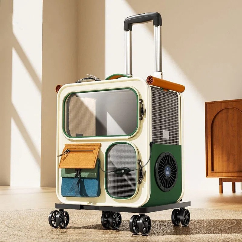 باکس حمل حیوانات خانگی مدل Rover Trolley | با دو فن ۵ ولت و پاوربانک