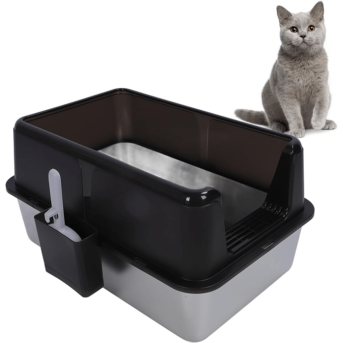 باکس دستشویی و ظرف خاک گربه استیل لبه دار سایز بزرگ